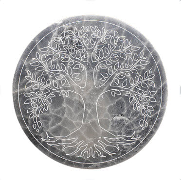 Base de Selenite com Árvore da Vida – 14 cm
