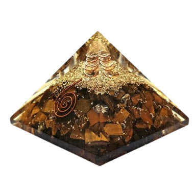 ZenNatural_Pirâmide de Orgonite com Olho de Tigre – 7 X 7