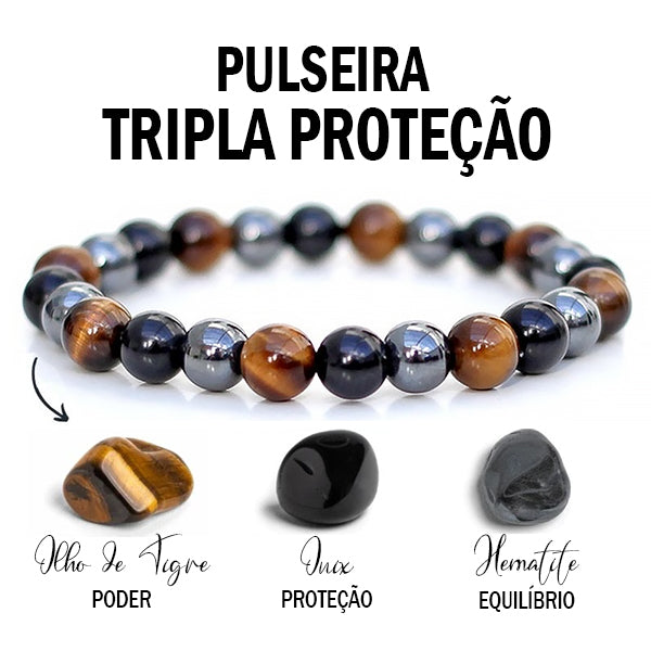 Compre 2 Pulseiras Tripla Proteção 8mm e Receba 1 Grátis! 🛡✨