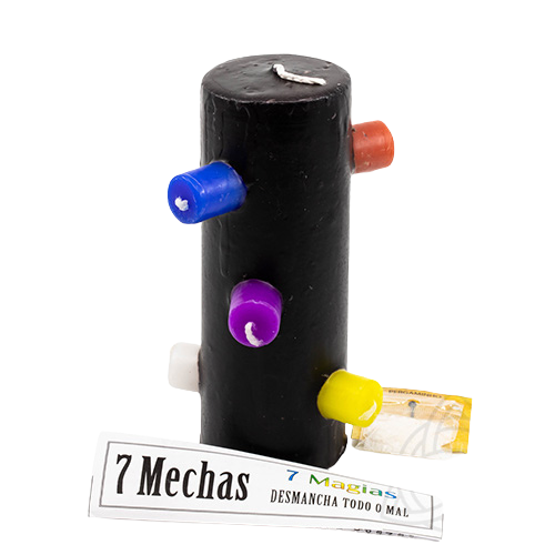 Vela de 7 Mechas (7 Magias Preta) | Unidade | 16 cm altura X 6 cm diametro - ZenNatural