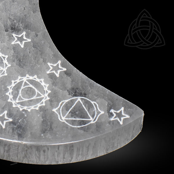 Base de Selenite Lua dos 7 Chakras | Uniade | (Pequena 8 cm) - ZenNatural