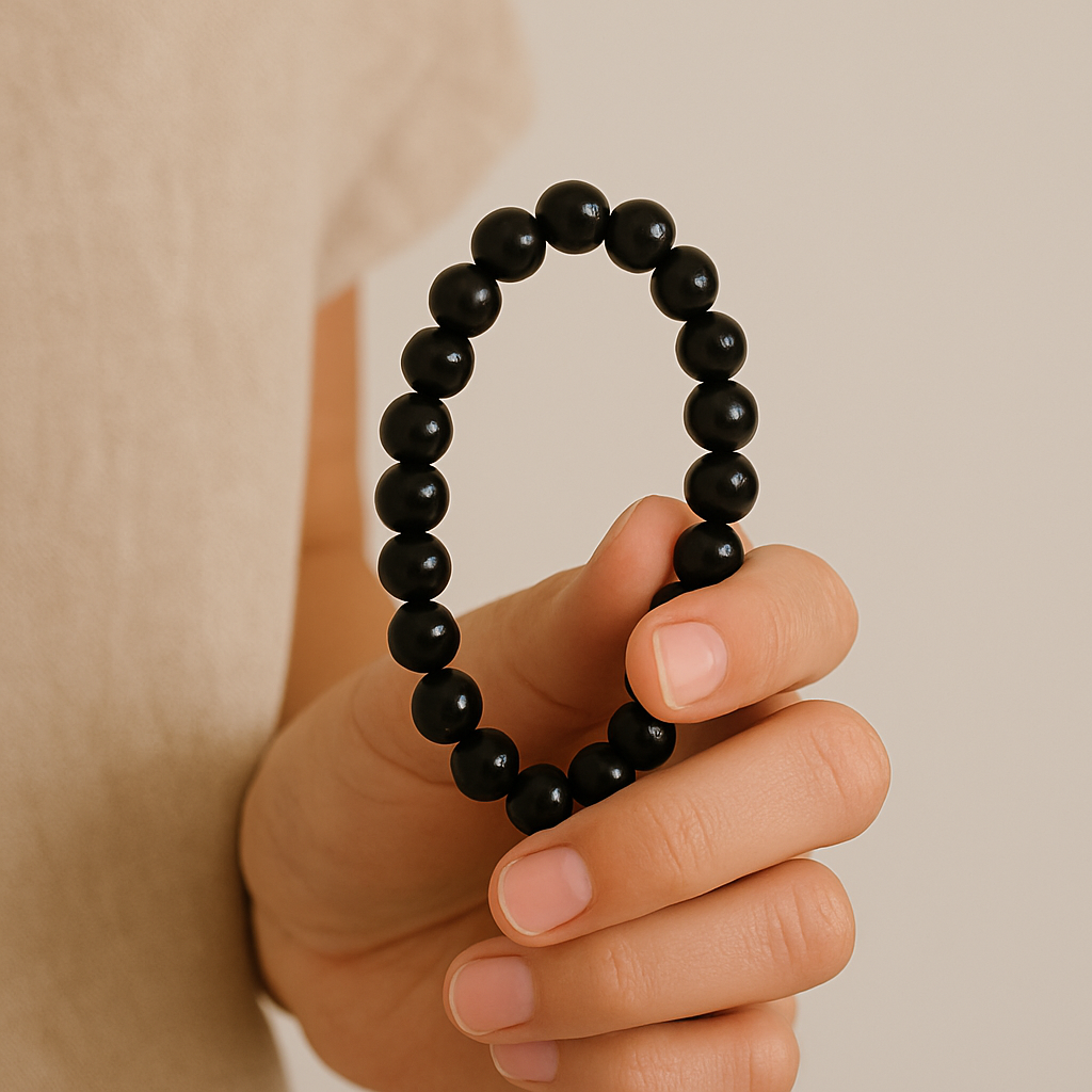 Pulseira de Turmalina Negra 8mm - Proteção contra Inveja e Ciúmes
