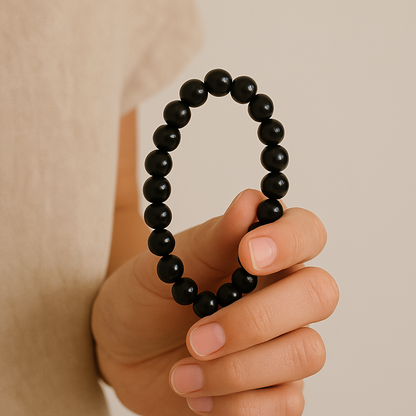 Pulseira de Turmalina Negra 8mm - Proteção contra Inveja e Ciúmes