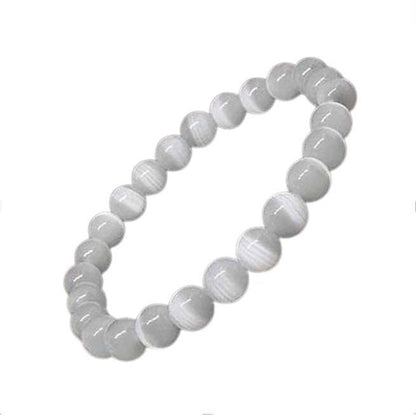 Pulseira de Selenite - Esferas 8 mm | Unidade | Bolinhas de 7/8 mm • Comprimento: +/- 18 cm lineares (esta pulseira é elástica) - ZenNatural