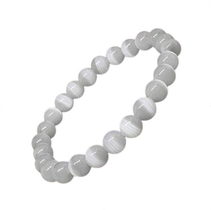 Pulseira de Selenite - Esferas 8 mm | Unidade | Bolinhas de 7/8 mm • Comprimento: +/- 18 cm lineares (esta pulseira é elástica) - ZenNatural
