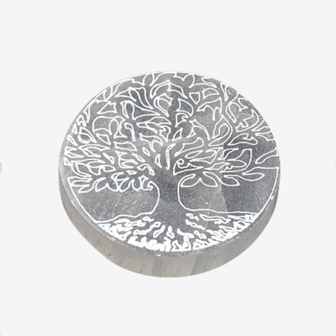 Base de Selenite Árvore da Vida (Pequena 8 cm) | Unidade | Diâmetro: +/- 8 cm - ZenNatural