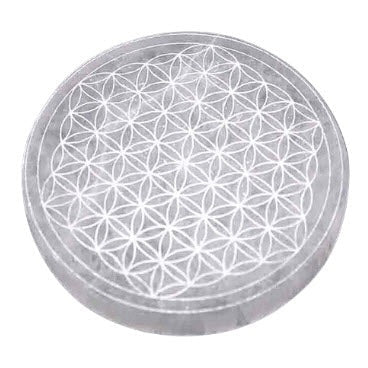 ZenNatural_Base de Selenite com Flor da Vida – 14 cm