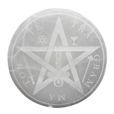 ZenNatural_Base de Selenite com Tetragrammaton – 14 cm