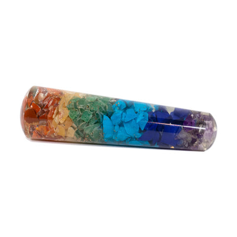 Bastão de Orgonite dos 7 Chakras | Unidade | 12 cm de comprimento por 2 cm de diâmetro - ZenNatural