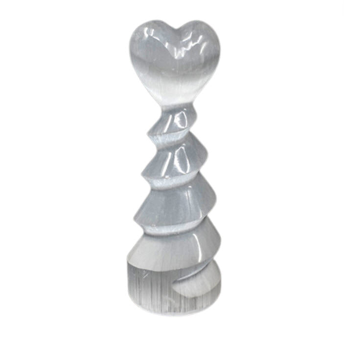 Espiral de Selenite com Coração | Unidade | 13/15 cm - ZenNatural