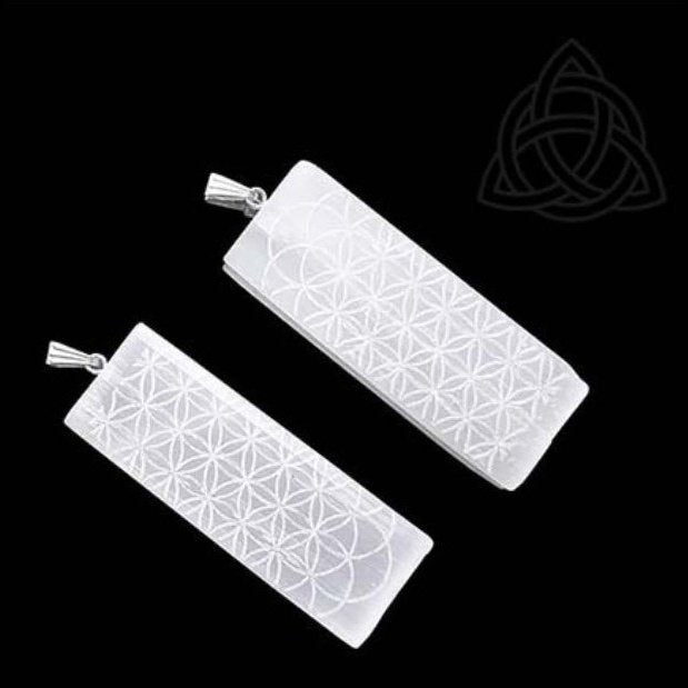 Fio Barra de Selenite com Flor da Vida | Unidade | 45mm X 20 mm - ZenNatural