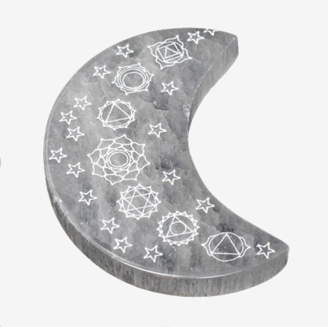 Base de Selenite Lua dos 7 Chakras | Uniade | (Pequena 8 cm) - ZenNatural