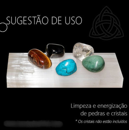 Placa Energética de Selenite - Grande | Unidade | Altura: 20/30 mm. • Largura: 70/80 mm. • Comprimento: 190/200 mm. - ZenNatural
