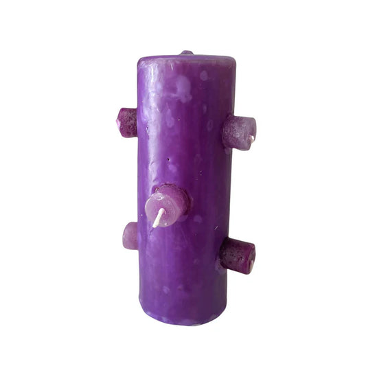Vela de 7 Mechas Roxa | Unidade | 16 cm altura X 6 cm diametro - ZenNatural