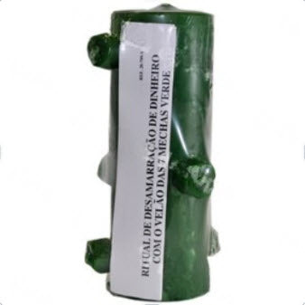 Vela de 7 Mechas Verde | Unidade | 16 cm altura X 6 cm diametro - ZenNatural