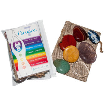 Bolsa da Sorte - Pedras dos 7 Chakras - XL | Dimensão aprox. das pedras: 3,5 a 4 cm - ZenNatural